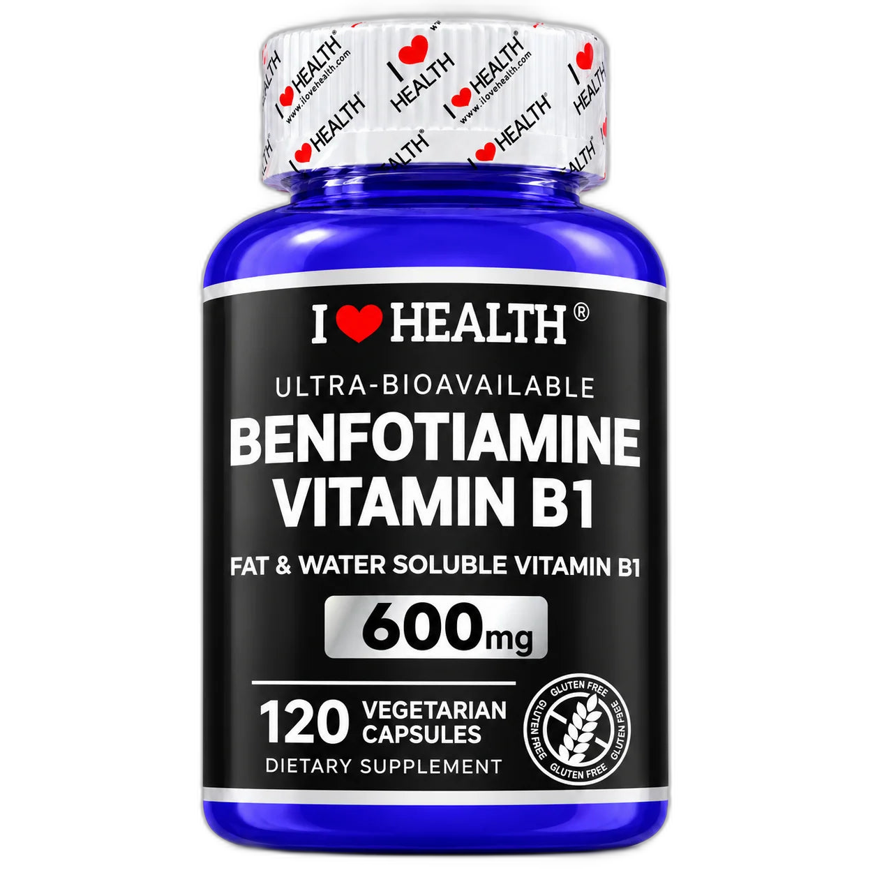 Benfotiamine 600mg Plus 20mg Vitamin B1 | 120 Veggie Capsules | Made in USA | 3rd Party Tested | Fat Soluble Vitamin B1 Thiamine Supplement | Non-GMO | Gluten Free