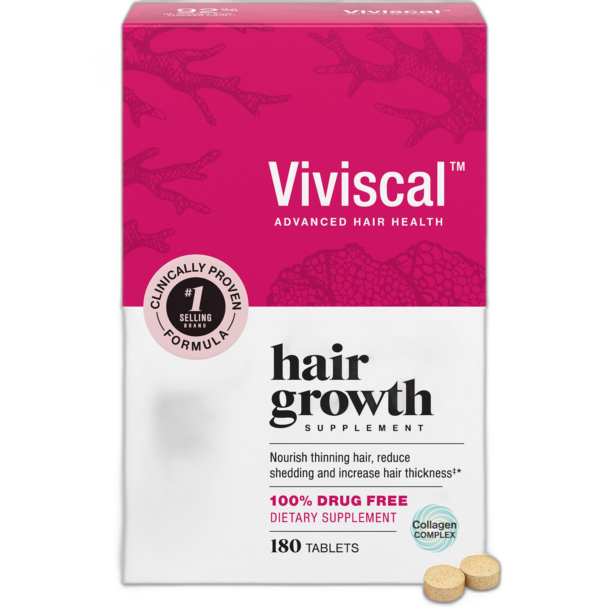 Viviscal Hair Growth Supplements For Women For Thicker, Fuller Hair 180 Tablets